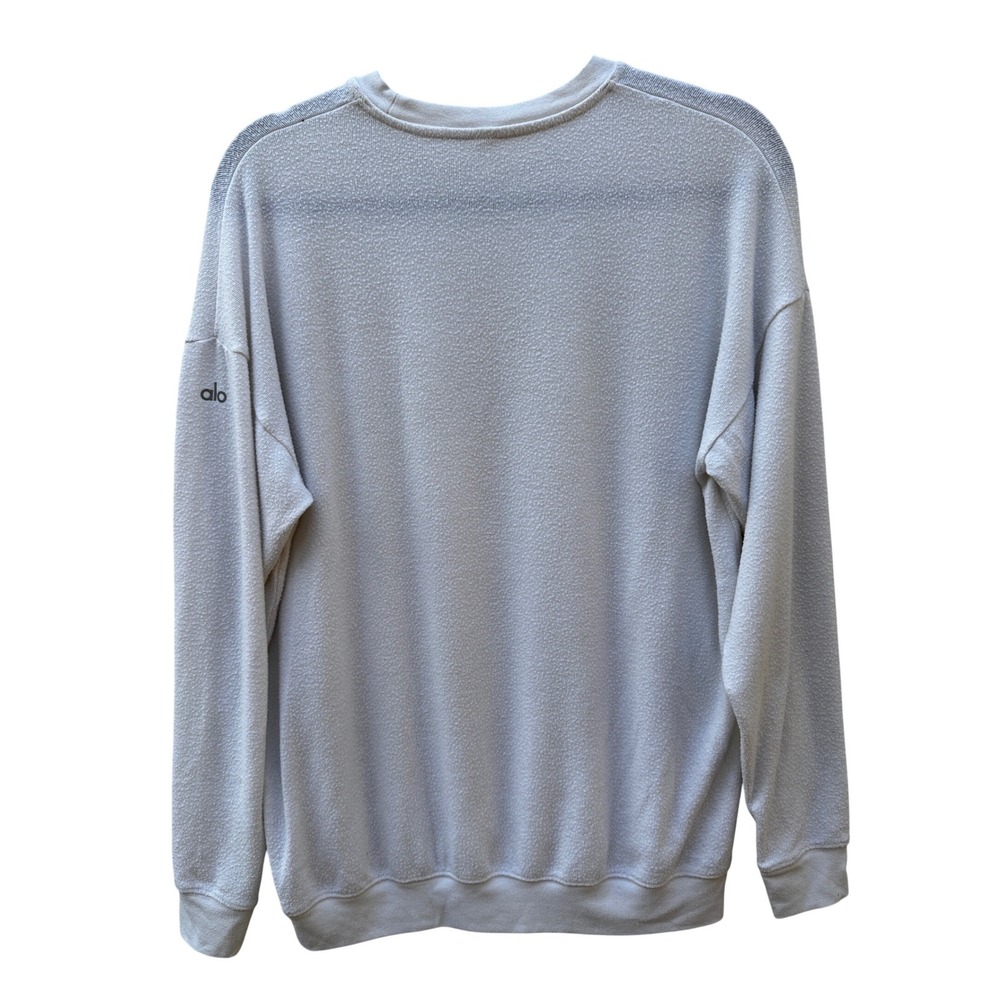 Alo Yoga Textured Fuzzy Crew Neck Pullover Sweatshirt Oversized‎ Women XS